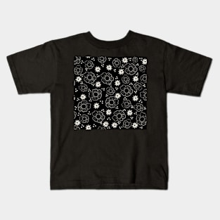 Botanical Black and White Pattern Kids T-Shirt